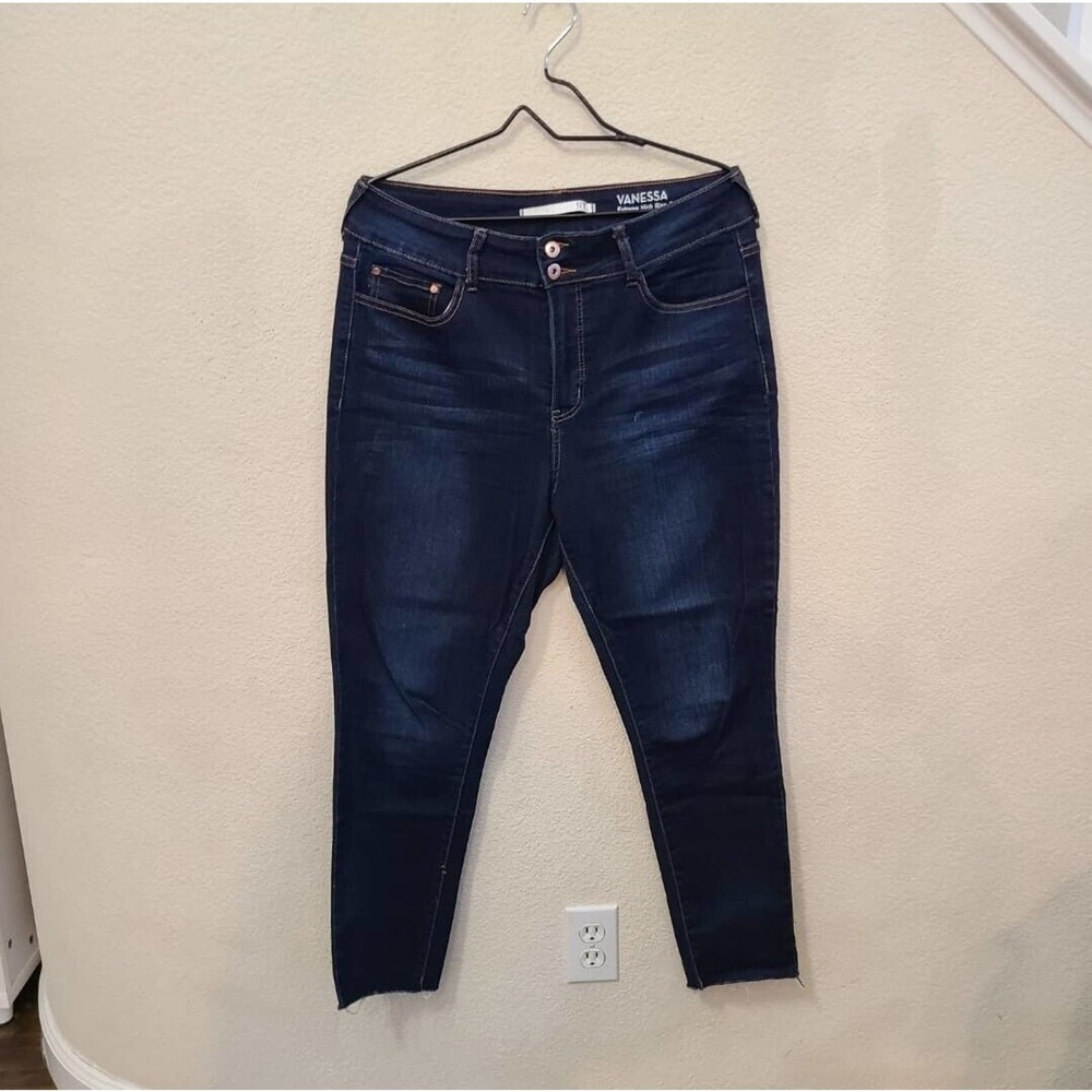 Vanessa Double Buttoned Extreme High Rise Curvy Women's Skinny Jeans Size 14